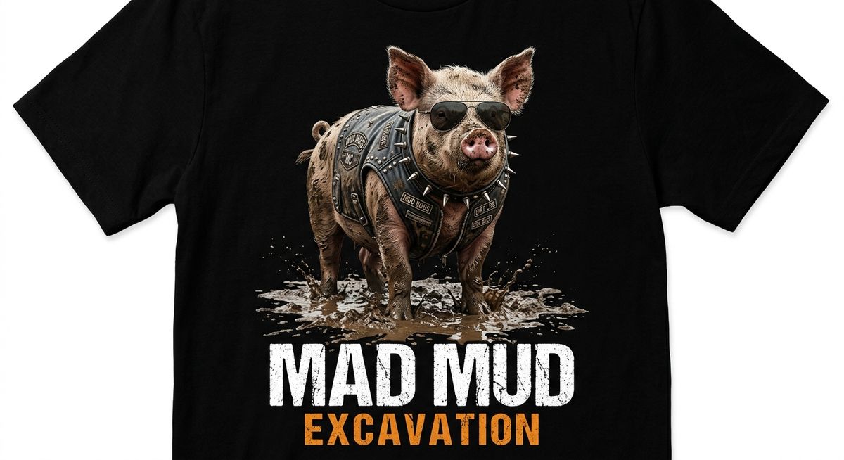 Mad Mud mascot pig in leather gear